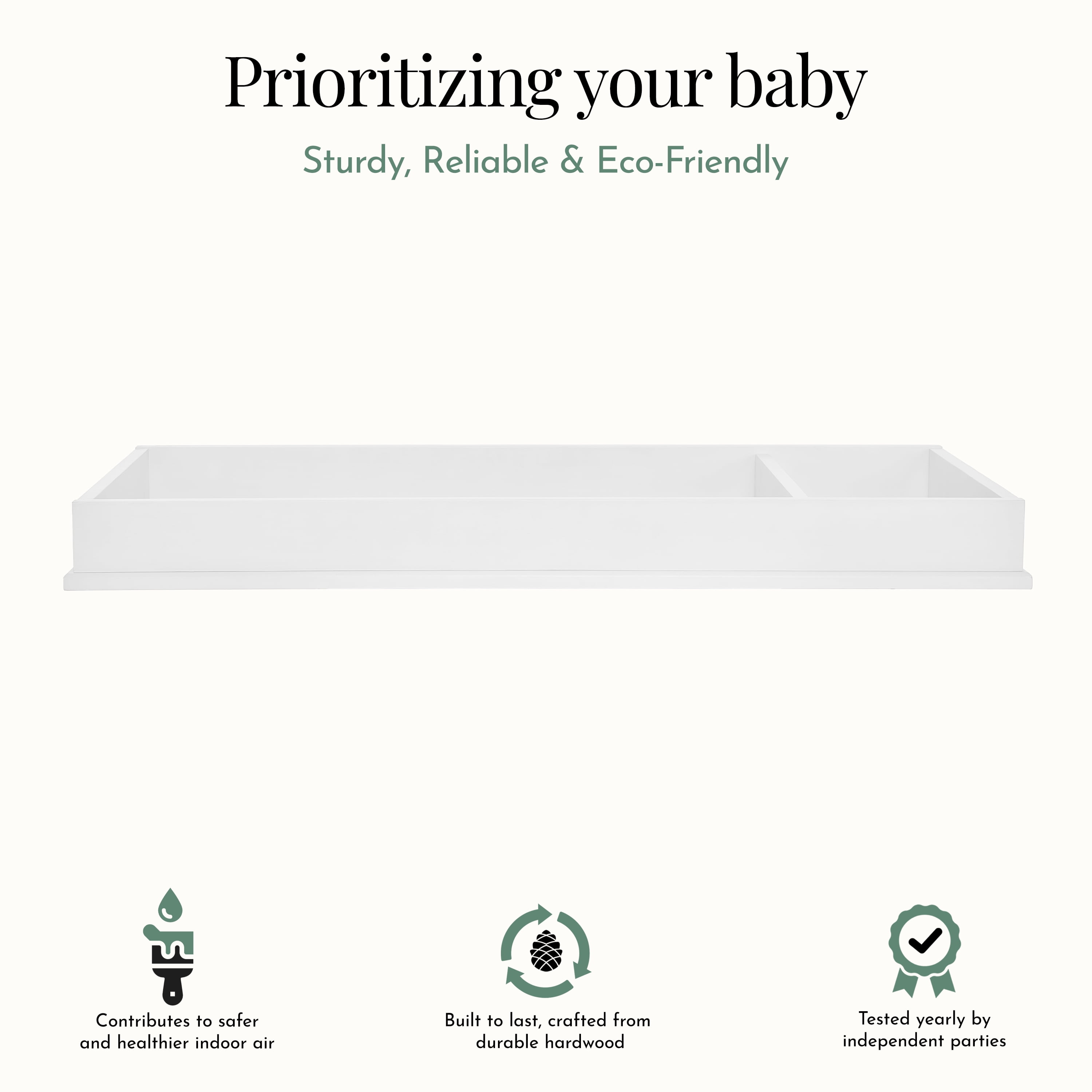 Evolur I Modern Changing Tray I Lasting Quality, Weathered White