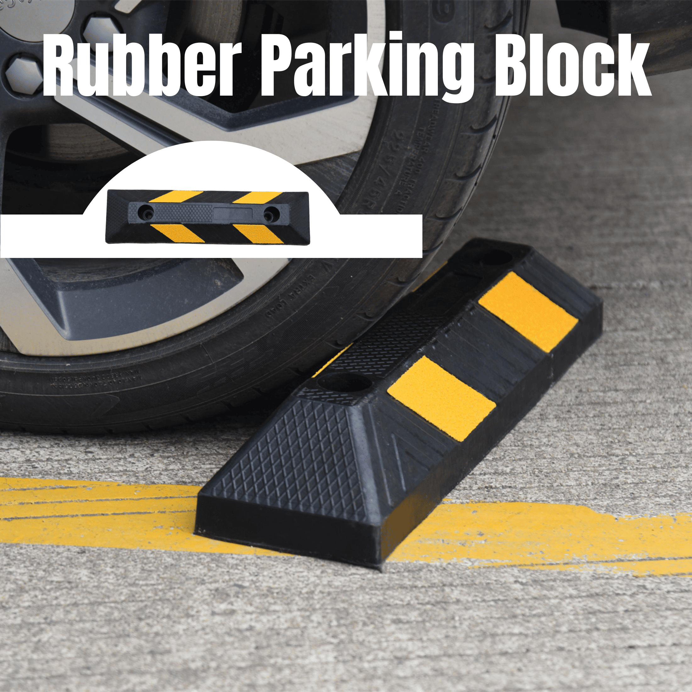 BESEA 21 inch Rubber Curb Parking Stopper for Garage, 4 Pack Heavy Duty Parking Curb Garage Wheel Stopper