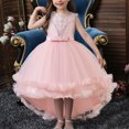 thumbnail image 1 of Vestidoo Formal Vestido sin mangas con cuello redondo Jersey para niñas Vestido de dama de honor de boda Ygjytge Rosa 5 -6 años para Niña, 1 of 9