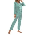 thumbnail image 5 of Womens 2 Piece Silk Satin Pajama Set Long Sleeve Lounge Sets Button Down Shirts and Pants PJs Soft Sleepwear Sets, 5 of 7