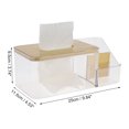 thumbnail image 2 of 1 Pc Convenient Divided Tissue Box Holder for Living Room Table Desk Clear PET Bamboo, 2 of 3