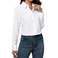 thumbnail image 6 of Siliteelon Women's Button Down Dress Shirts White Cotton Long Sleeve Blouse Classic Fit Work Business Casual Tops, 6 of 7