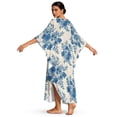 thumbnail image 2 of Xixirimido Blue Toile De Jouy Print Women’s Plus Size Beach Kaftan Dress V-Neck Batwing Sleeve Swimsuit Cover Up Flowy Caftan Dress for Pool, Cruise & Resort Wear, 2 of 7