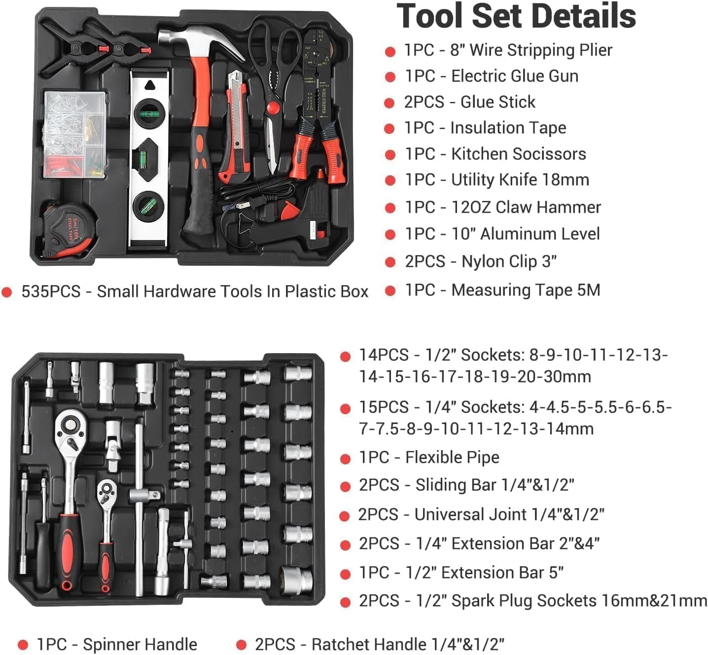 Riedhoff 800-Piece Mechanic Tool Box Set, with Trolley Case, Black & Silver