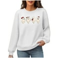 thumbnail image 4 of Christmas Womens Waffle Sweatshirts Loose Crewneck Long Sleeve Shirts Cute Christmas Printed Sweaters Casual Fashion Xmas Holiday Party Pullover Tops, 4 of 6