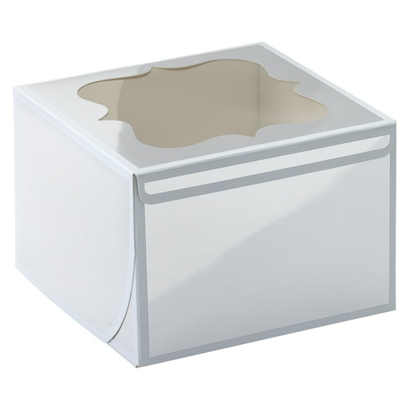 6 Packs: 5 ct. (30 total) Silver & White Stripe Treat Boxes by Celebrate It