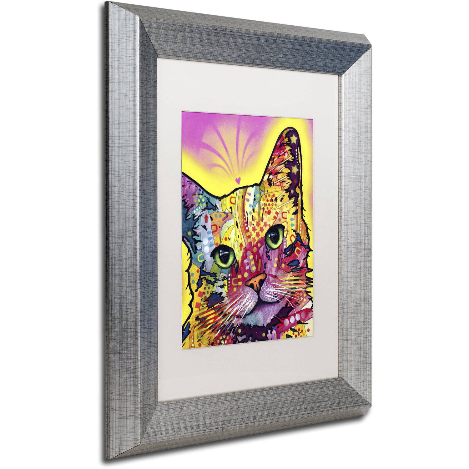 Trademark Fine Art "Tilt Cat" Canvas Art by Dean Russo White Matte, Silver Frame
