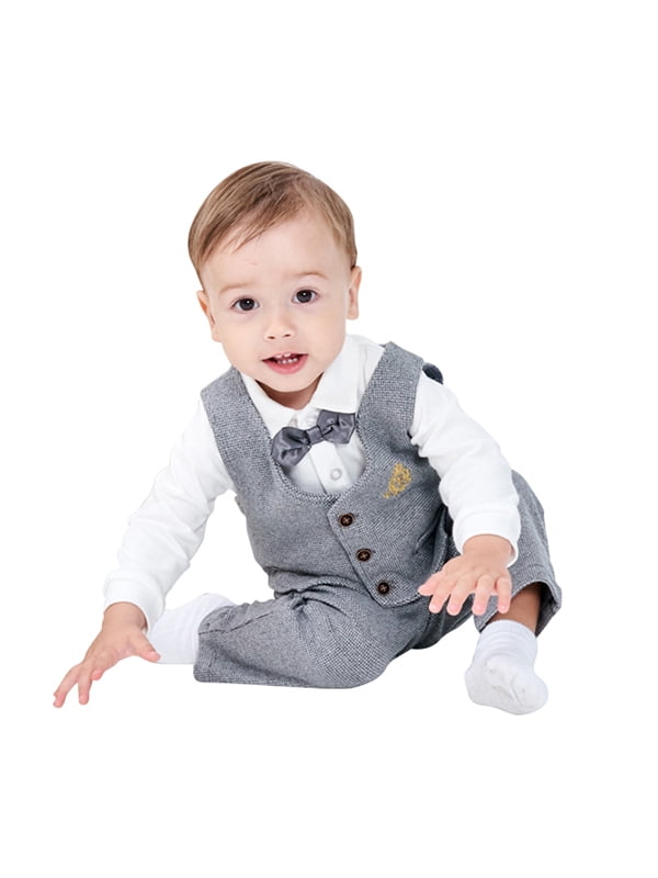 ZOEREA Baby Jongens Pak Romper Trouwpak Broek Vlinderdas Jasje Een Stukje Set Button Banket Pak