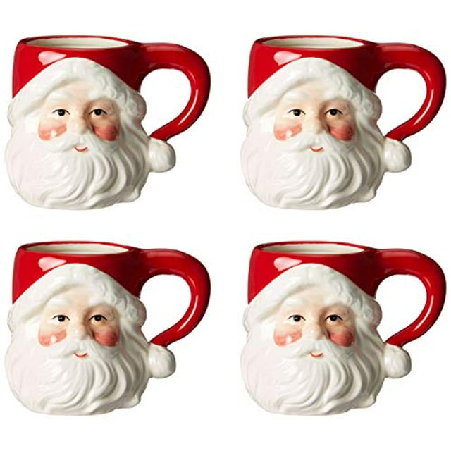 Cosmos Gifts 10257 Ceramic Santa Mug, 4-1/8-Inch, Set of 4