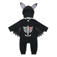 thumbnail image 3 of Baby Halloween Outfit Baby Boys Halloween Romper Bat Long Sleeve With Hat Casual Party Footie Pjs Girl Baby Clothes Black 12 Months-18 Months, 3 of 7