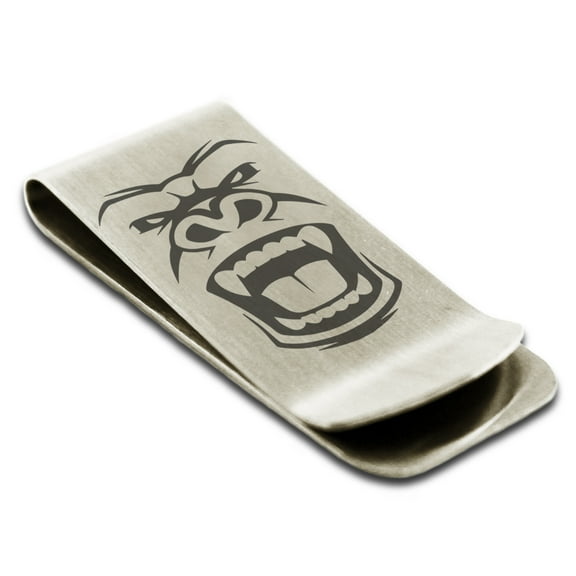 Stainless Steel Formidable Kong Gorilla Engraved Money Clip Credit Card Holder