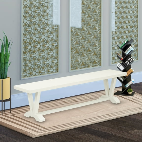 Dining Bench 72" - Linen White Rectangular Bench for Kitchen & Dining Room - Modern Farmhouse Style