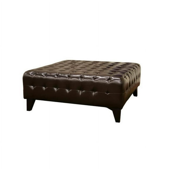 Baxton Studio Pemberly Dark Brown Bonded Leather Square Ottoman