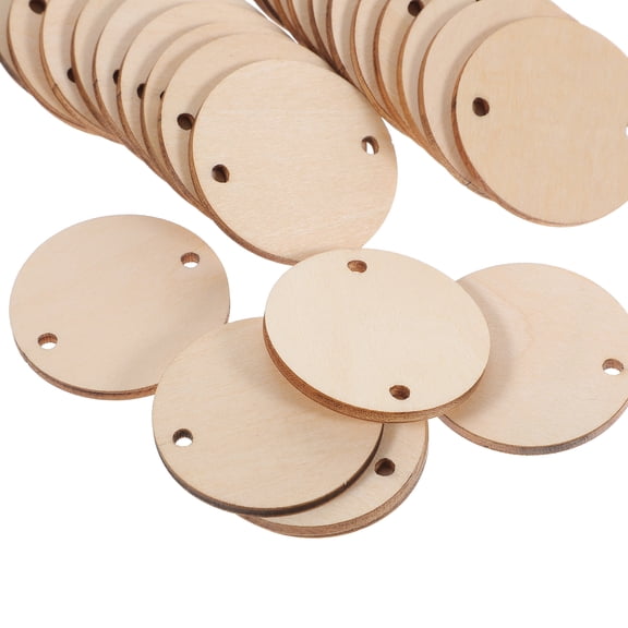 BESTOYARD 60Pcs Round Wood Pieces Dual Sided Smooth for Art Craft Projects