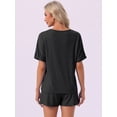 thumbnail image 4 of DARING DIVA Women's Soft Pajama Set Round Neck Rolled Cuffs Top with Shorts S Black, 4 of 7