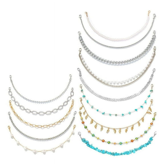 TOP! 14 Pcs Trucker Hat Chains Set - Detachable DIY Metal, Turquoise, Pearl, Flower Charms for Hats and Accessories