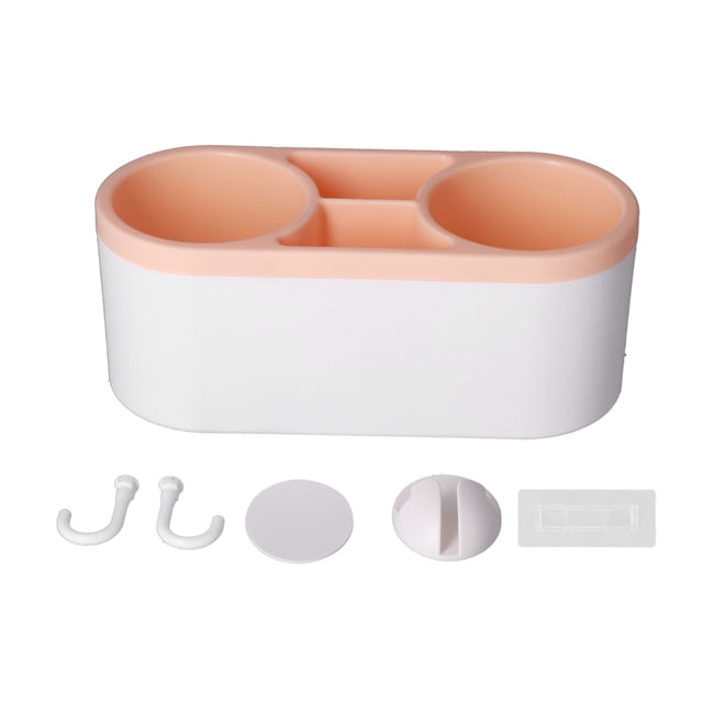 Soporte para secador de pelo de pared, innovador organizador multifuncional para herramientas de peluquería con pegatinas para el hogar, hotel y baño, color naranja.