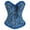 1- Black & Blue, variant on Women's Lace up Boned Plus Size Overbust Corset Bustier Top with G-String