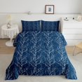 thumbnail image 3 of Feelyou Fashion Branches Plant Bedding Comforter Set for Teen, Navy Leaf Botabical Twin Comforter Sets, Stripes Abstract Reversible Bedding Set, Super Cozy Room Decor, 2-Piece, 3 of 9