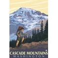 thumbnail image 3 of Cascade Mountains, Washington - Mountain Hiker - Lantern Press Artwork (9x12 Art Print, Wall Decor Travel Poster), 3 of 3