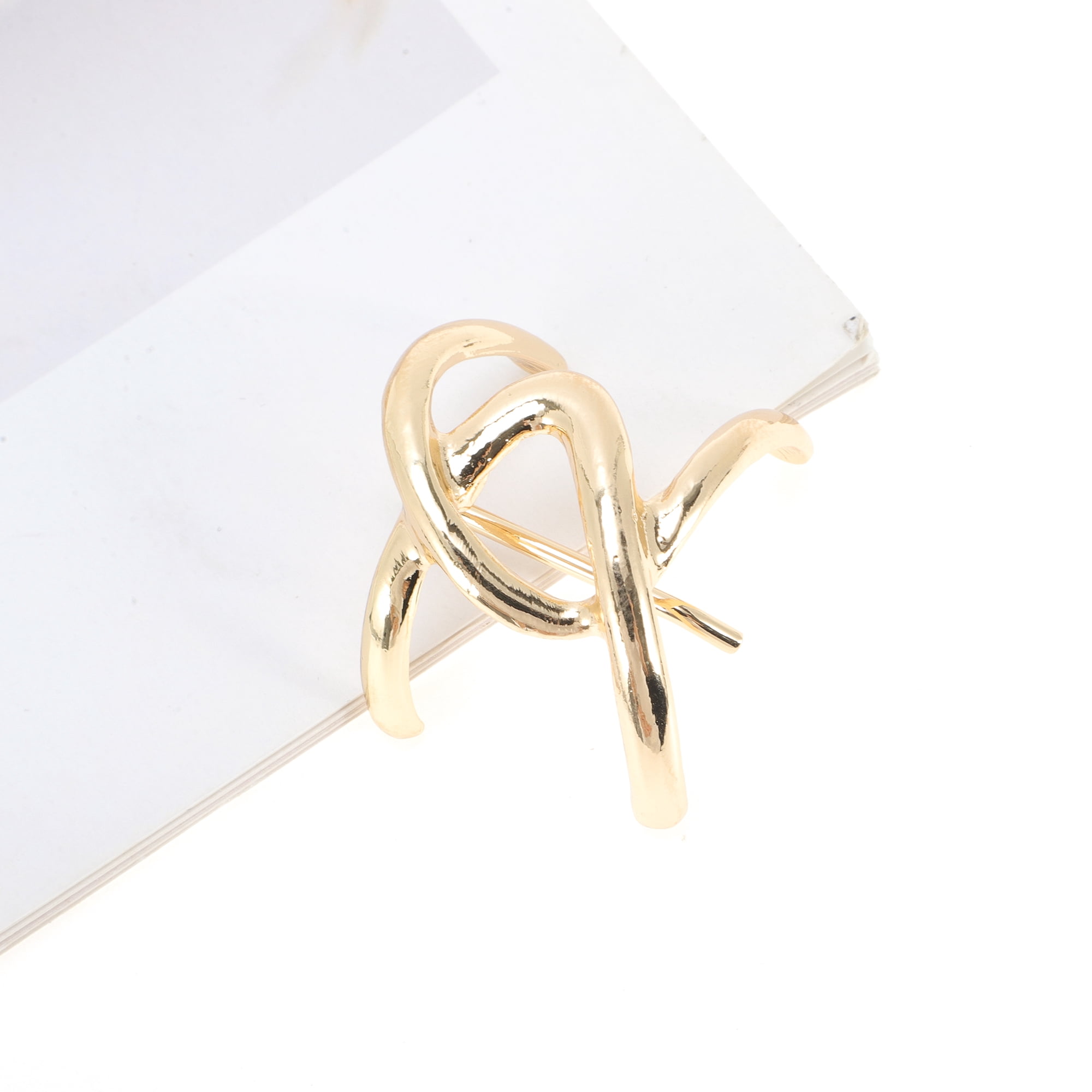 Unique Bargains Irregular Cross Ponytail Buckle Hair Clip for Women 1 Set Gold Tone