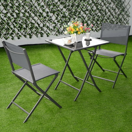 Costway 3PCS Bistro Set Garden Backyard Table Chairs Outdoor Patio ... Costway 3PCS Bistro Set Garden Backyard Table Chairs Outdoor Patio ...