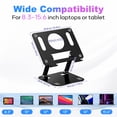 thumbnail image 3 of FIASON 1 Pack Black Large Laptop Stand, Aluminum Alloy Adjustable Foldable Notebook Riser, Ventilated Cooling Desk Holder with Anti-Slip Pads, Ergonomic Computer Stand Compatible with 8-16.3" Laptops, 3 of 8