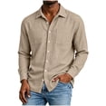thumbnail image 5 of Busydd Mens Button Down Shirt with Front Pocket Solid Color Long Sleeve Shirts for Men Dressy Casual Turndown Collar Shirts M, 5 of 9