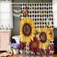 thumbnail image 6 of Butterfly Sunflower Shower Curtain Set with Hooks, Live Love Laugh Black Plaid Waterproof Fabric Bathroom Curtains Decor Home Accessories,72 X 84 Inch Extra Long, 6 of 9