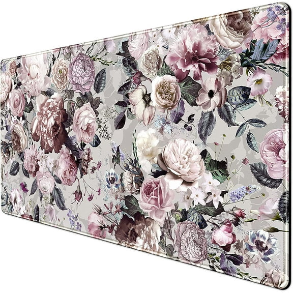 Roses Extended Gaming Mouse Pad Desk Pad Protector (35.4x15.75 in) XXL, Stitched Edges Smooth and Non-Slip Rubber Bottom, Large Desk mats for Computers,Laptop,Gaming,Office & Home