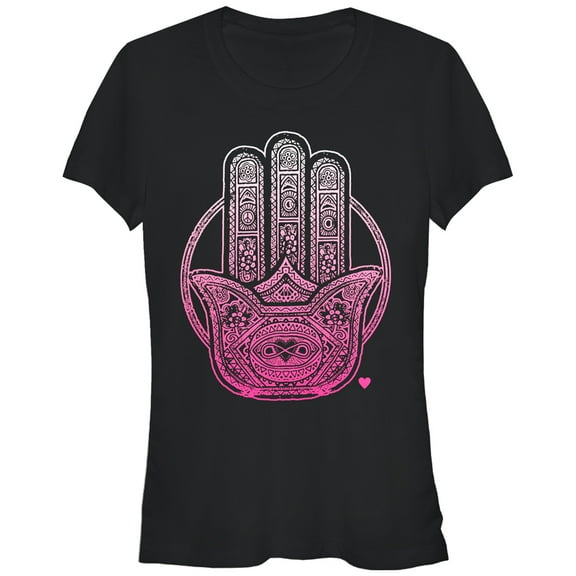 Junior's CHIN UP Henna Hamsa  Graphic Tee Black X Large