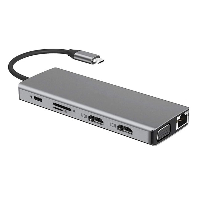 axGear USB Type C Dual HDMI VGA Adapter Card Reader USB 3.0 HUB Screen Mirror