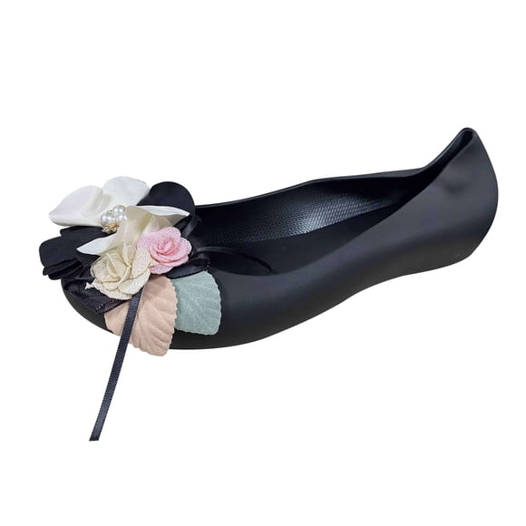 Adult Women Shoes Home Sandals for Women Flat Shoes Fashion Pearl Sole Soft Shoes Women's Rhinestone Flowers Casual Women's casual shoes Female Shoes(Black,7)