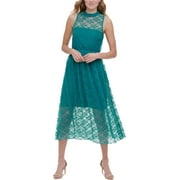 Kensie Dresses Womens Lace Calf Midi Dress Green 10