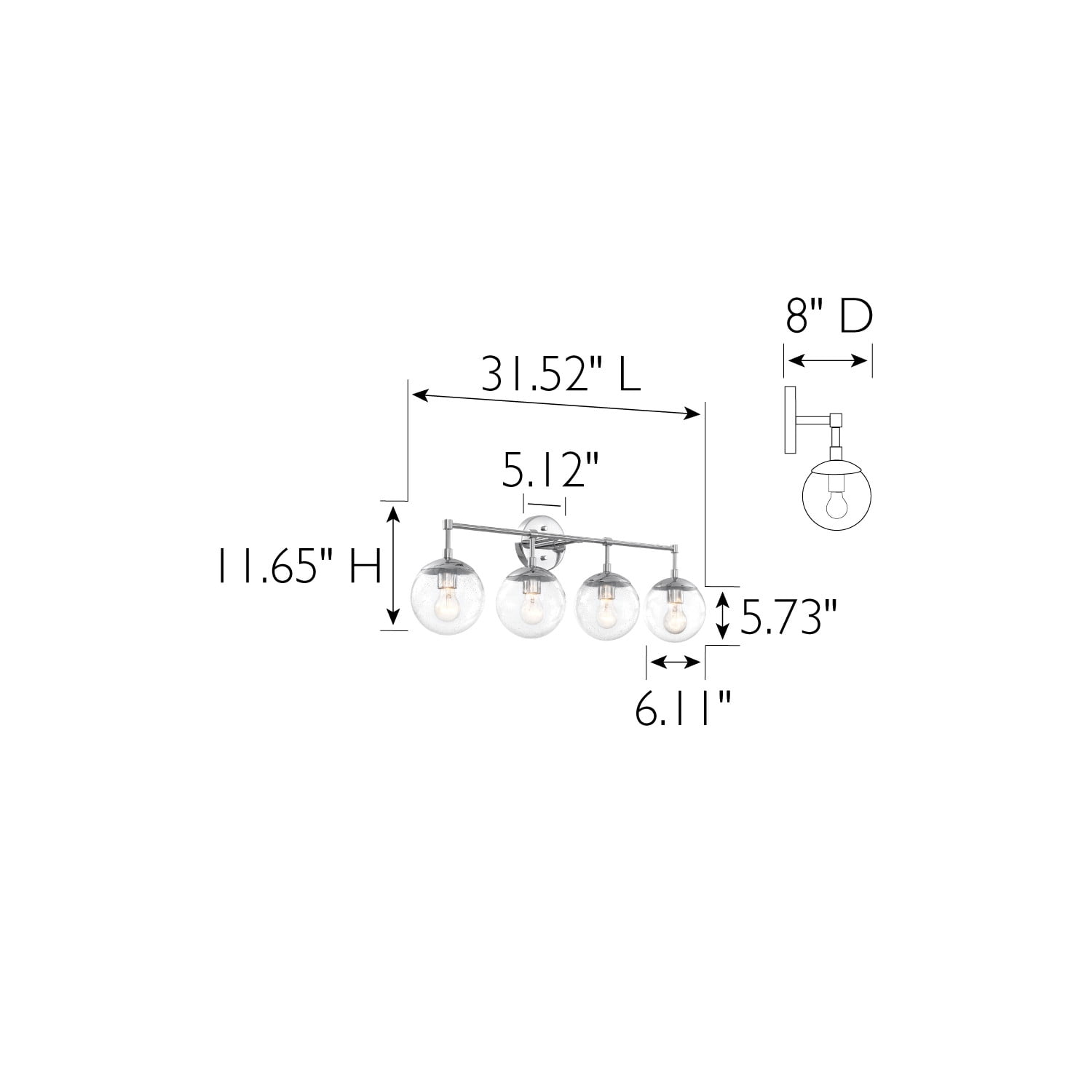 Design House WM158910-PC Gracelyn Vanity Light Fixture in Polished Chrome, 4-Light