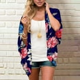 thumbnail image 2 of Rovga Women'S Swimwear Cover Ups Short Sleeve Ladies Fashion Floral Print Chiffon Cardigan Loose Beach Wear Cover Up Blouse Top S Dark Blue, 2 of 6