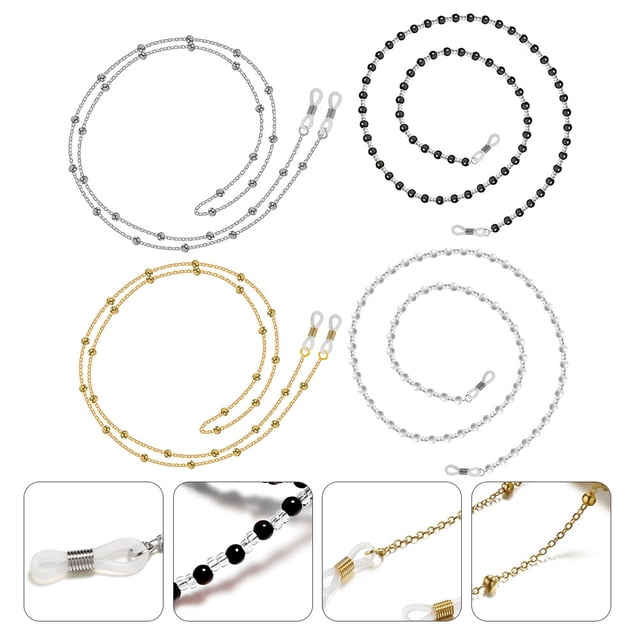 KONTONTY 4Pcs Eyeglass Chains for Women Stylish Assorted Color Copper Acrylic Anti-lost Daily Use