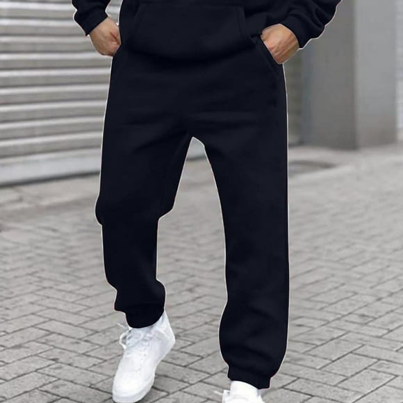 KIHOUT Mens Full Length Pants Solid Fashion Casual with Pockets Elastic Waist Long Pants Sweatpants Trousers Regular Length, All-Season Basics