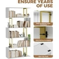 thumbnail image 5 of HOMEFORT 5-Tier Geometric Bookcase,S Shaped Bookshelf, Wood Decorative Storage Shelving, Modern Freestanding Display Shelves, Tall Book Shelf Unit for Living Room Bedroom, Gold, 5 of 7