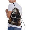 thumbnail image 5 of Japuie Gold Pattern Black Skull Print Drawstring Backpack,Drawstring Bags, Draw String Back Bag,Sport Gym Bag for Sports, Gym, Travel, Swimming, Beach -Small, 5 of 7