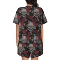 thumbnail image 3 of Picia Skull and Red Roses Pajamas Sets for Women Soft Short-Sleeved Pjs with Lounge Shorts Two Piece Sleepwear-Medium, 3 of 9