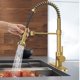 thumbnail image 2 of Hoimpro Grifo De Cocina Con Resorte De Arco Alto De Oro Cepillado Con Rociador Extraíble, Grifo Para Fregadero De Cocina Con Una Sola Palanca, 3 Funciones, Grifo Para Lavandería, Latón/Oro Cepillado (, 2 of 5