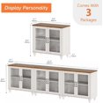thumbnail image 2 of WAMPAT 3-in-1 Buffet Server Table, Accent Sideboard with Storage & Glass Door,Console Table for Kitchen, Dining Room, and Living Room, White & Oak, 2 of 7