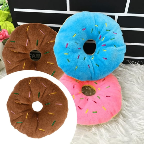 Colorful Pet Toy Donut Shape Squeaky Chew Toy for Dogs and Cats Sturdy and Practical Design Ideal for Interactive
