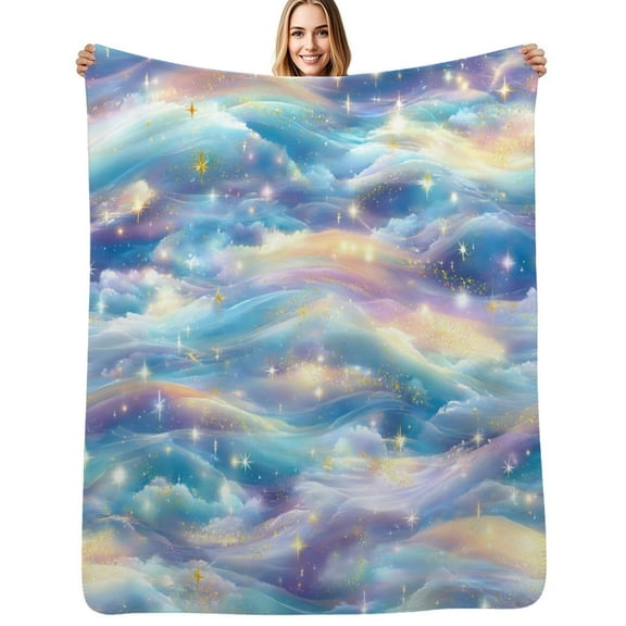 Dreamy Cosmic Waves Flannel Blanket Warm Soft Bedding Throws Winter Camping Chair Sofa Bed