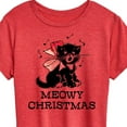 thumbnail image 3 of Instant Message - Christmas - Vintage Meowy Christmas Kitty - Women's Short Sleeve Graphic T-Shirt, 3 of 6