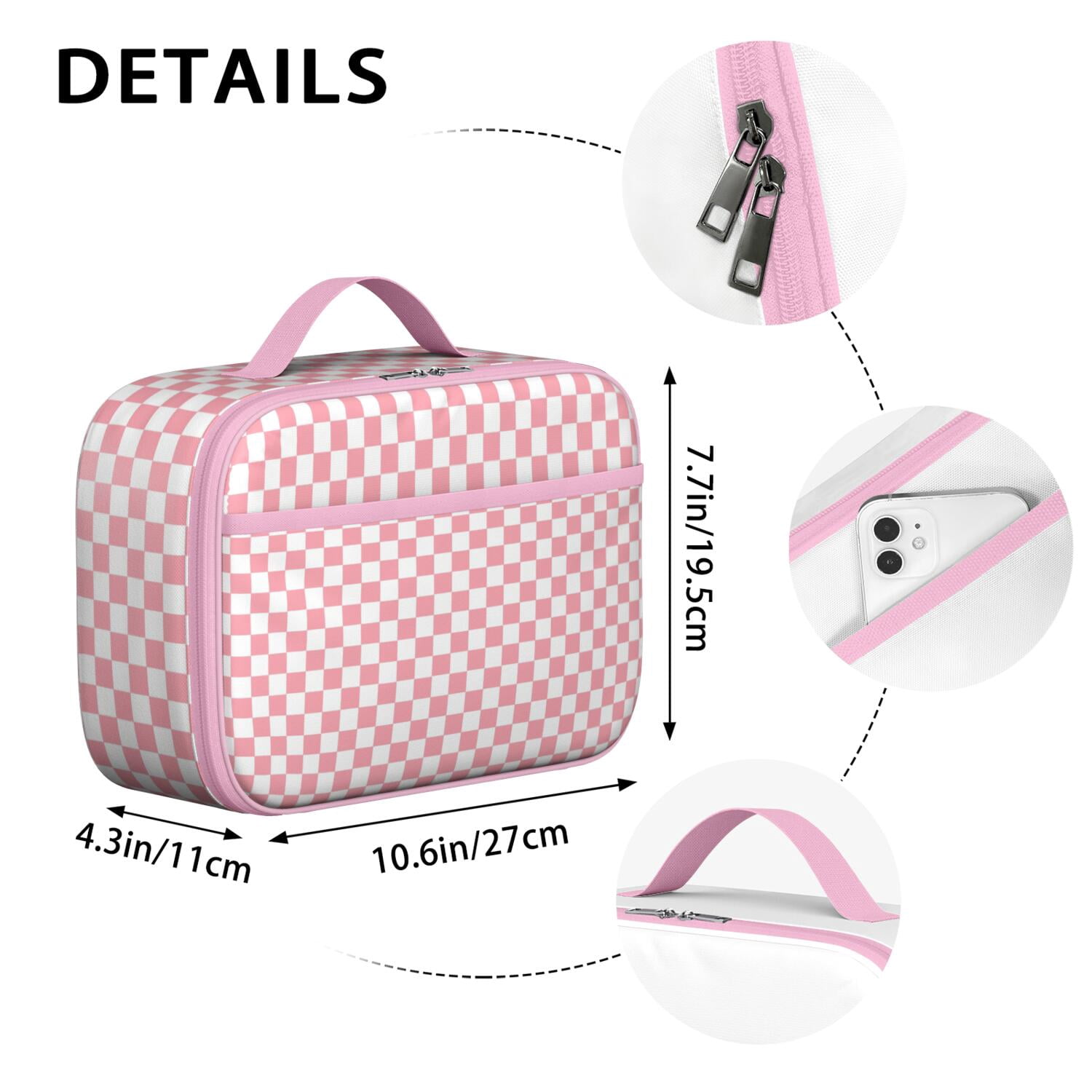 Lightweight Lunch Bag With Retro Plaid Pattern, Insulated Durable Lunch Box For School, Activities, And Travel. Perfect For Checkered, Buffalo Plaid, And Classic Red & Black Design