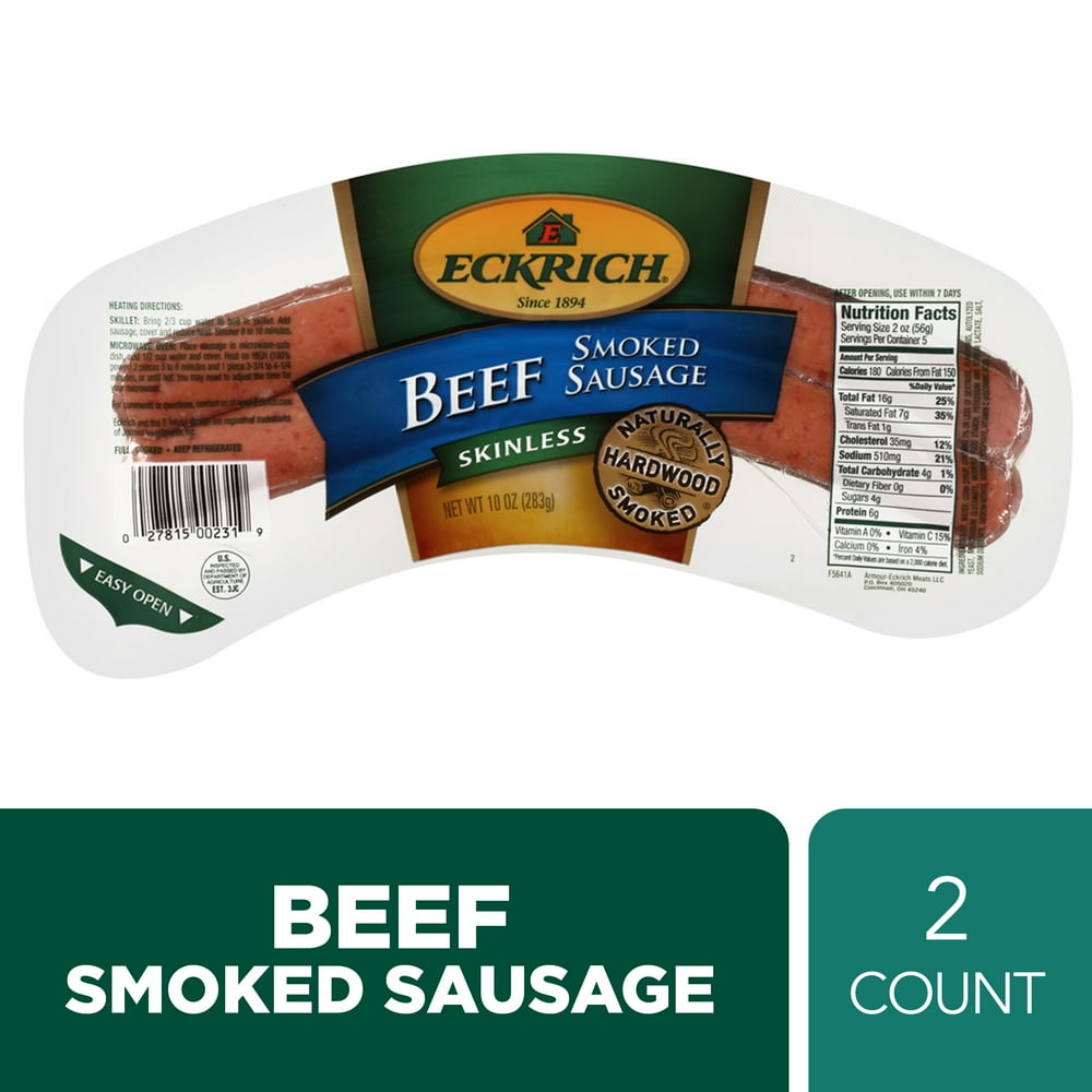 Eckrich Beef Skinless Smoked Sausage, 10 oz