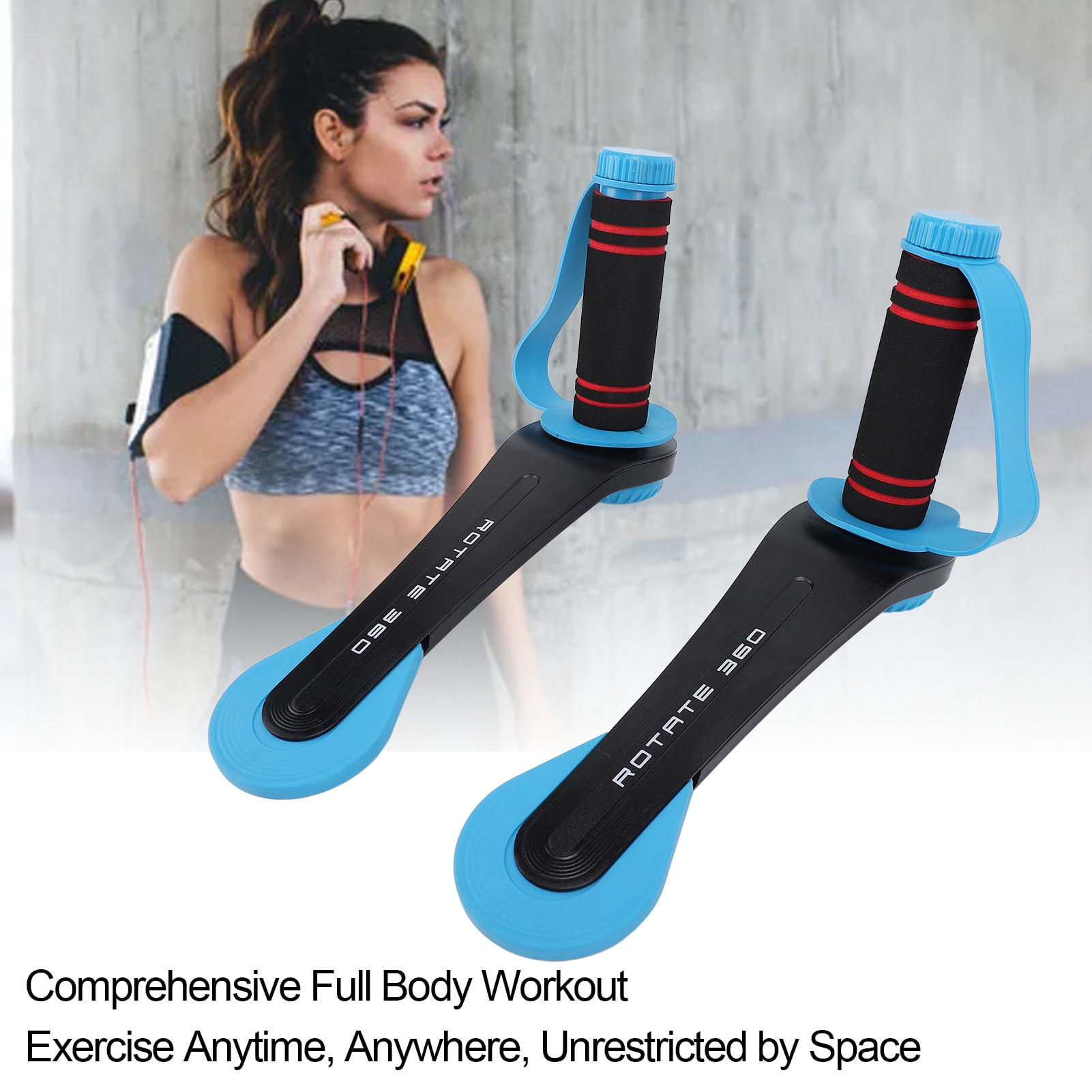 BIMZUC Women's Adjustable Hand Cranked Dumbbells Set Rotating Arm Muscle Training Fitness Equipment 12.60 inches / 32 cm (Sky Blue)
