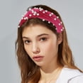 thumbnail image 2 of Unique Bargains 1 Pc Hairband Velvet Pearl Knot Hair Accessories for Women Rose Red, 2 of 4